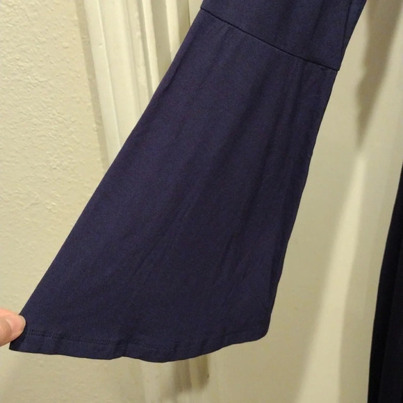 NWT Eloquii Navy Blue Tie Front Jersey Knit Maxi Dress w/Bell Sleeves Size 14 - Picture 6 of 10